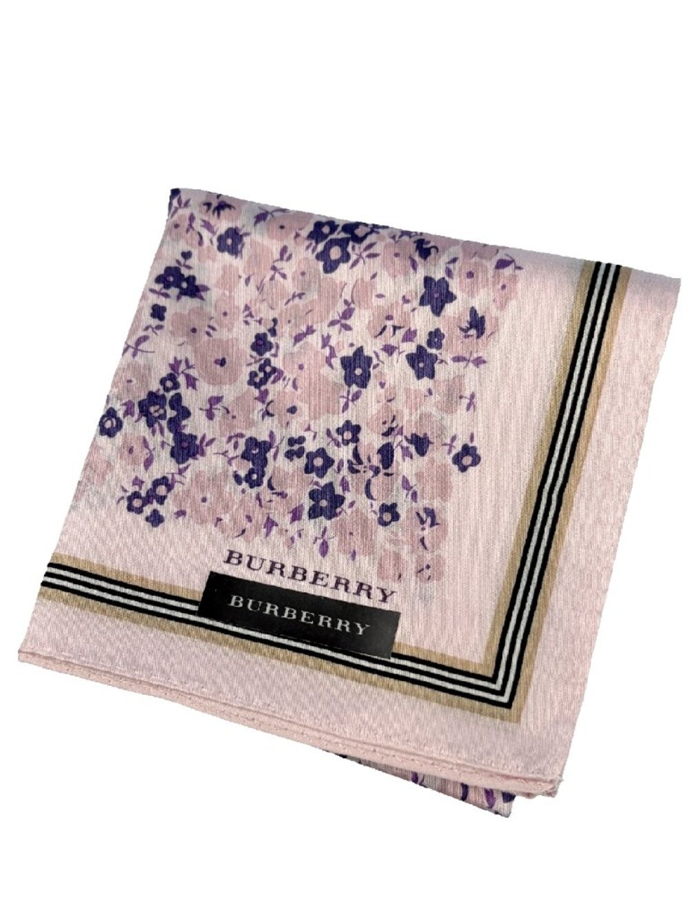 NWT Burberry Cotton Floral Scarf Pink Purple